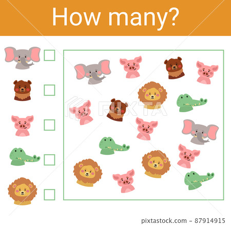 printable game for pre-school kids. Different animals 87914915