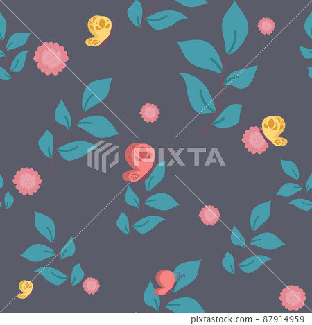 Seamless vector butterfly pattern. flying insect summer background. Colorful texture, wrapping paper, rustic wallpaper, nature backdrop textile. Wrapping paper, wallpaper, textile for children. 87914959