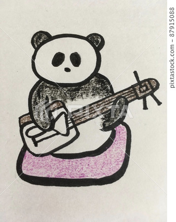 Panda playing the Tsugaru shamisen 87915088