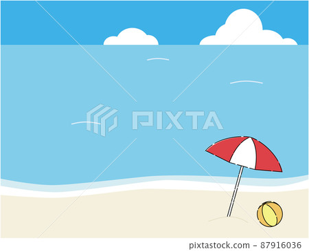 海灘和雨傘的插圖 87916036