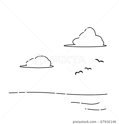 海、雲和海鷗的插圖 海、雲和海鷗的插圖 87916146