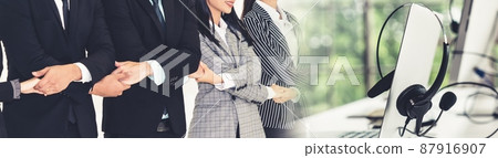 Successful business people standing together broaden view 87916907