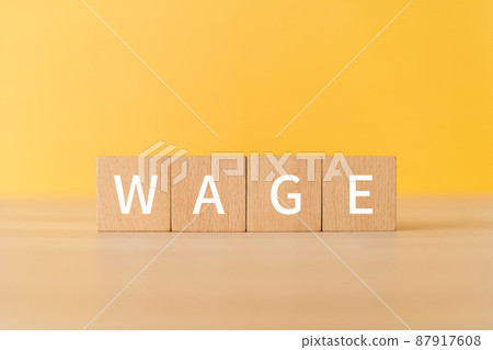 工資圖片 | 上面寫著“WAGE”的積木 87917608