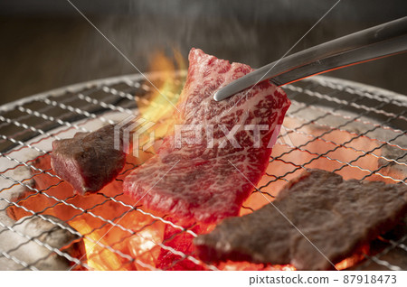 用炭火烤瘦肉 87918473