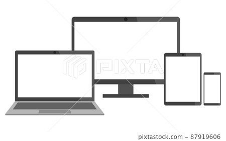 Set of electronic devices - laptop, desktop computer, tablet and smart phone 87919606