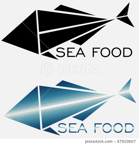 abstract logo of seafood and fish from triangles abstract logo of seafood and fish from triangles 87920607