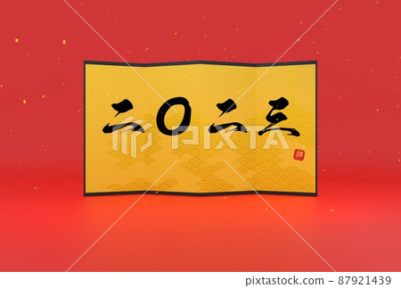 日式兔年賀年卡,紅底金屏風,2023,3DCG 日式兔年賀年卡,紅底金屏風,2023,3DCG 87921439
