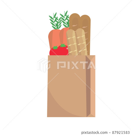 紙袋食品麵包和蔬菜購物插圖 87921583