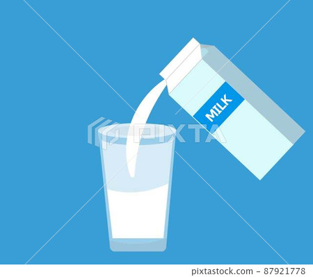 Illustration of pouring milk into a transparent cup 87921778