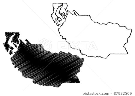 Pierce County, State of Washington (U.S. county, United States of America, USA, U.S., US) map vector illustration, scribble sketch Pierce map 87922509