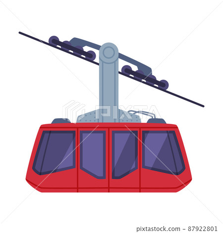 Red Funicular Cabin on Rope as Turkey Transport Vector Illustration Red Funicular Cabin on Rope as Turkey Transport Vector Illustration 87922801