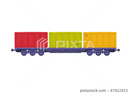 Train Wagon with Freight and Cargo Vector Illustration 87922815