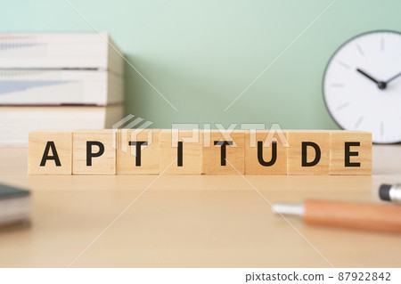 Image of nature | Building blocks and desk with "APTITUDE" written on it 87922842