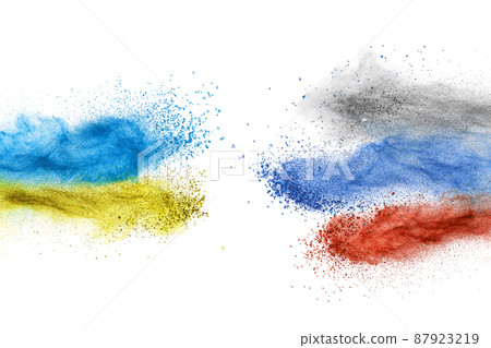 White powder explosion isolated on black White powder explosion isolated on black 87923219