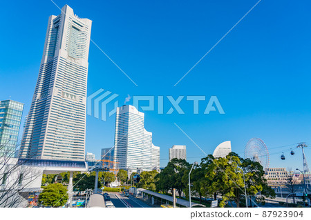 [神奈川縣]未來港區在晴朗的天氣 87923904