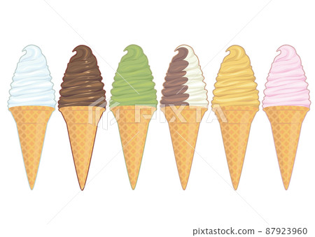 Soft serve ice cream set illustration 87923960