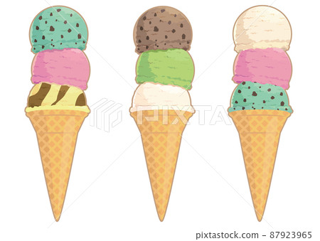 3-tier ice cream set illustration - Stock Illustration [87923965