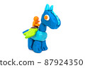 Play Plasticine Human riding pegasus on white background. Handmade clay plasticine 87924350