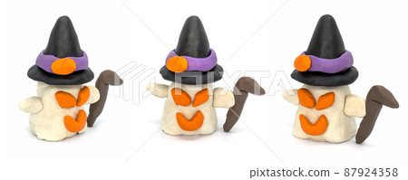Play plasticine Ghost halloween on white background. Handmade clay plasticine Play plasticine Ghost halloween on white background. Handmade clay plasticine 87924358