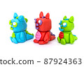 Play plasticine Dragon on white background. Handmade clay plasticine 87924363