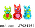Play plasticine Dragon on white background. Handmade clay plasticine 87924364