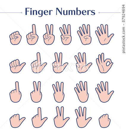 代表數字矢量圖的手標誌圖標 代表數字矢量圖的手標誌圖標 87924694