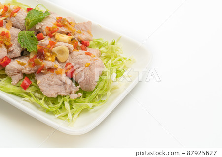 Boiled Pork with Lime Garlic and Chili Sauce 87925627