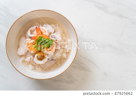 boiled rice soup with seafood boiled rice soup with seafood 87925662