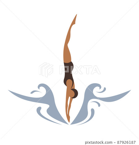 Vector illustration of cartoon swimmer character on white background. 87926187
