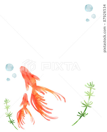 金魚水彩風格簡約框手繪風格 金魚水彩風格簡約框手繪風格 87926534