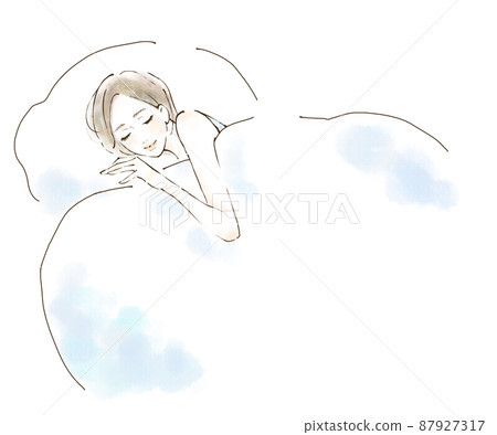 一個女人睡得很放鬆的插圖 87927317
