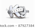 KG icon and tape measure 3D graphic symbolizing weight, obesity and diet 87927384
