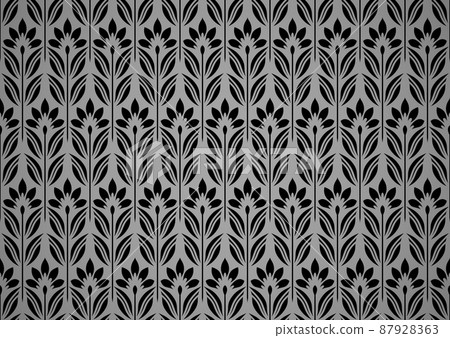 Flower geometric pattern. Seamless vector background. Black and gray ornament Flower geometric pattern. Seamless vector background. Black and gray ornament 87928363