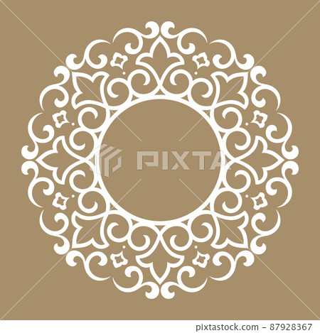 Decorative frame Elegant vector element for design in Eastern style, place for text. Floral beige and white border. Lace illustration for invitations and greeting cards Decorative frame Elegant vector element for design in Eastern style, place for text. Floral beige and white border. Lace illustration for invitations and greeting cards 87928367