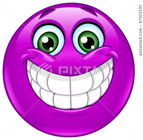 Purple big smile emoticon 87929195