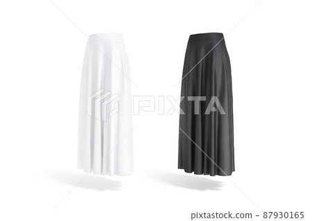 Blank black and white women maxi skirt mockup, side view 87930165