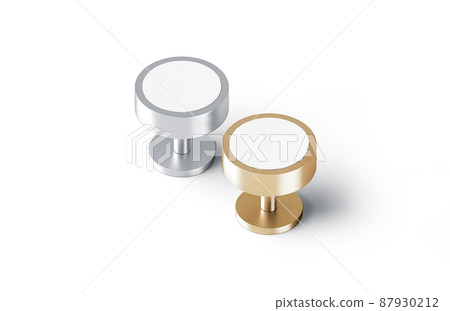 Blank round gold and silver cufflinks stud mockup, side view Blank round gold and silver cufflinks stud mockup, side view 87930212