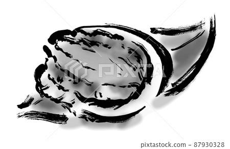 鮑魚手繪日式插畫單色 鮑魚手繪日式插畫單色 87930328