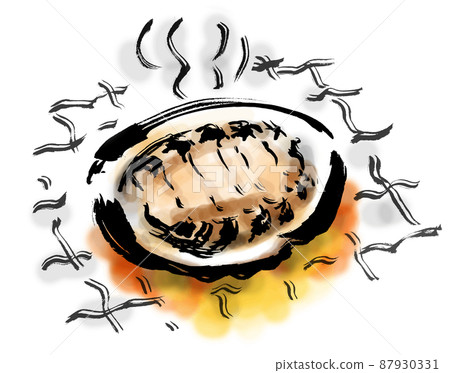 Hand-painted Japanese-style illustration of abalone 87930331