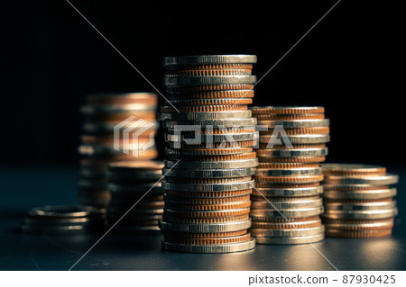 Pile of gold coins money stack in finance treasury deposit bank account saving Pile of gold coins money stack in finance treasury deposit bank account saving 87930425