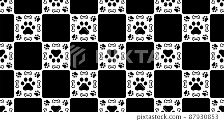 dog paw seamless pattern bone footprint checked cat french bulldog icon vector puppy kitten cartoon doodle isolated halloween repeat wallpaper tile background illustration design clip art 87930853