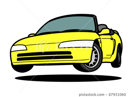 Nostalgic domestic small open car jump yellow car illustration Nostalgic domestic small open car jump yellow car illustration 87931060