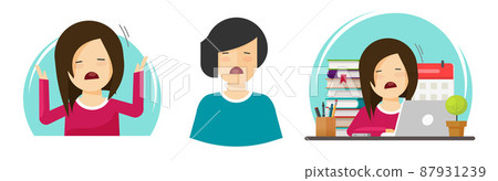 Sad woman girl in grief vector drawing or... - Stock Illustration  [87931239] - PIXTA
