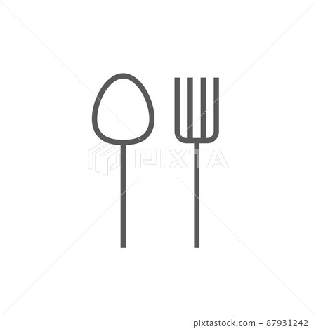 Fork spoon logo icon vector as cutlery utensil or lunch restaurant silverware thin line outline art design illustration isolated modern simple logotype Fork spoon logo icon vector as cutlery utensil or lunch restaurant silverware thin line outline art design illustration isolated modern simple logotype 87931242