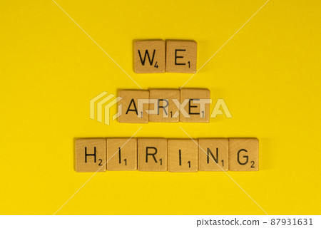 Netherlands, February 2022. We are hiring on a yellow background. 87931631