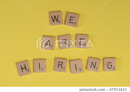 Netherlands, February 2022. We are hiring on a yellow background. 87931632