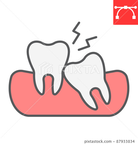 Wisdom teeth color line icon, dental and stomatolgy, impacted tooth sign vector graphics, editable stroke filled outline icon, eps 10. Wisdom teeth color line icon, dental and stomatolgy, impacted tooth sign vector graphics, editable stroke filled outline icon, eps 10. 87933834