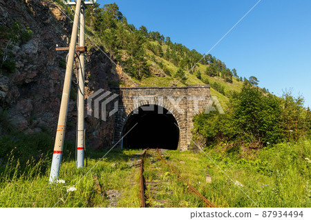 Circum-Baikal Railway. Old railroad tunnel number 7 on the railway. tunnel Second Katorzhansky Circum-Baikal Railway. Old railroad tunnel number 7 on the railway. tunnel Second Katorzhansky 87934494