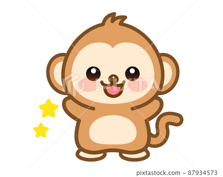 Illustration material of monkey to greet 87934573