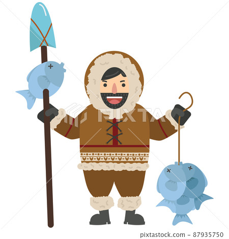 Eskimo man Cartoon  Fisherman vector 87935750